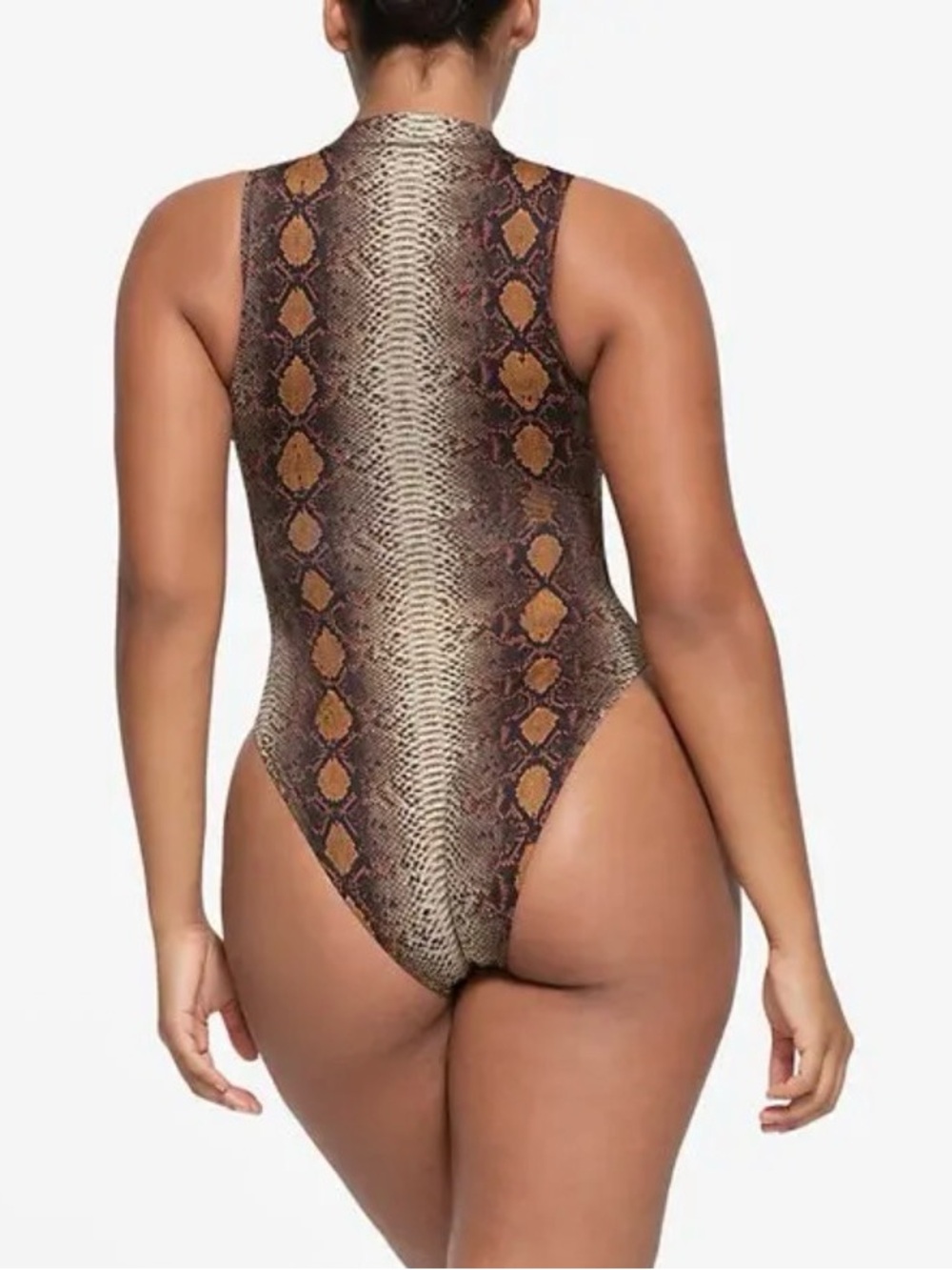NWT Skims Recycled Swim Zip Front Sleeveless One Piece in Desert Snake Print 2X